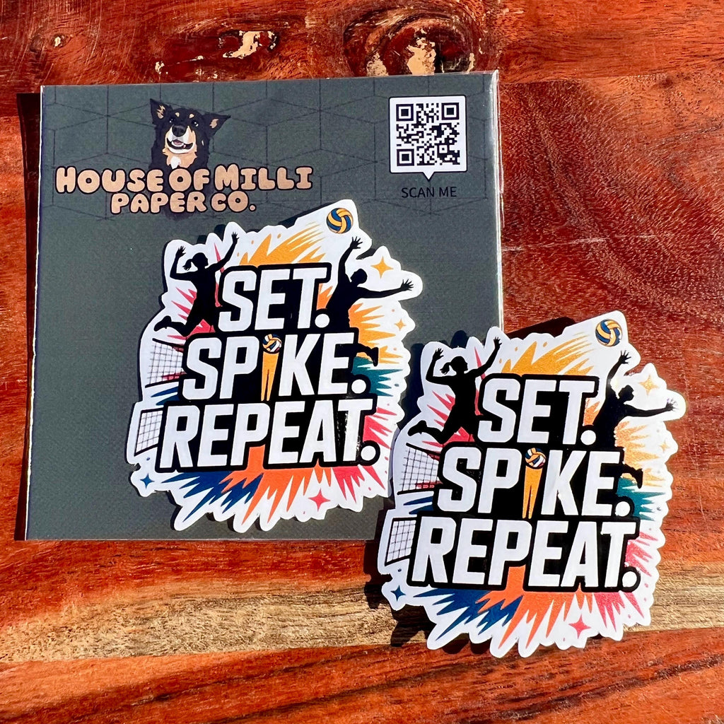 Set Spike Repeat Volleyball Spirit Sticker - Waterproof Decal