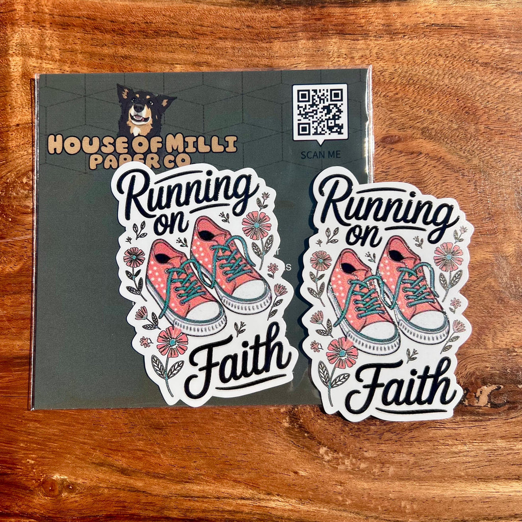 Running on Faith Sticker - Faith Bible Decal