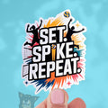 Set Spike Repeat Volleyball Spirit Sticker - Waterproof Decal