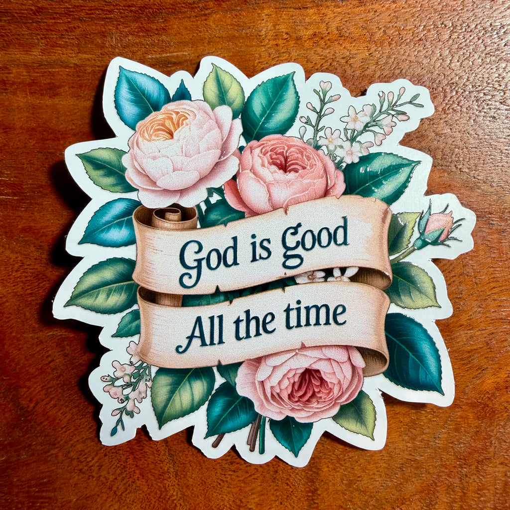 God is Good Floral Sticker – Waterproof Christian Faith Decal