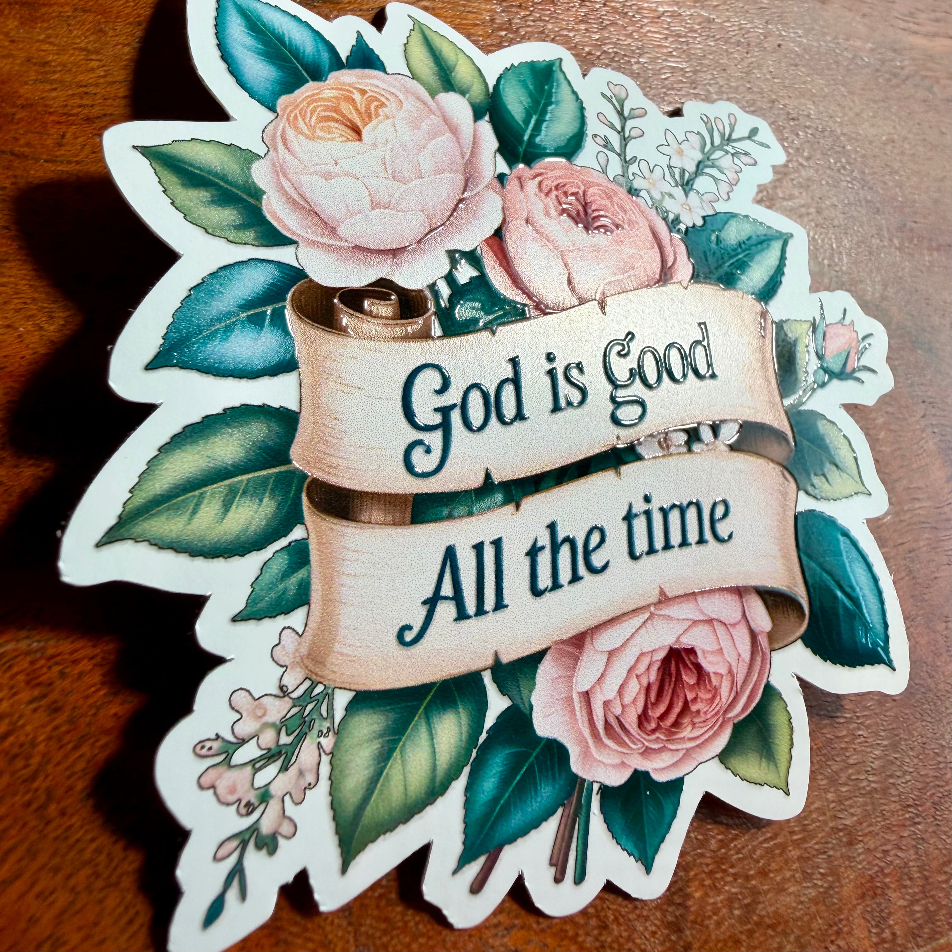 God is Good Floral Sticker – Waterproof Christian Faith Decal