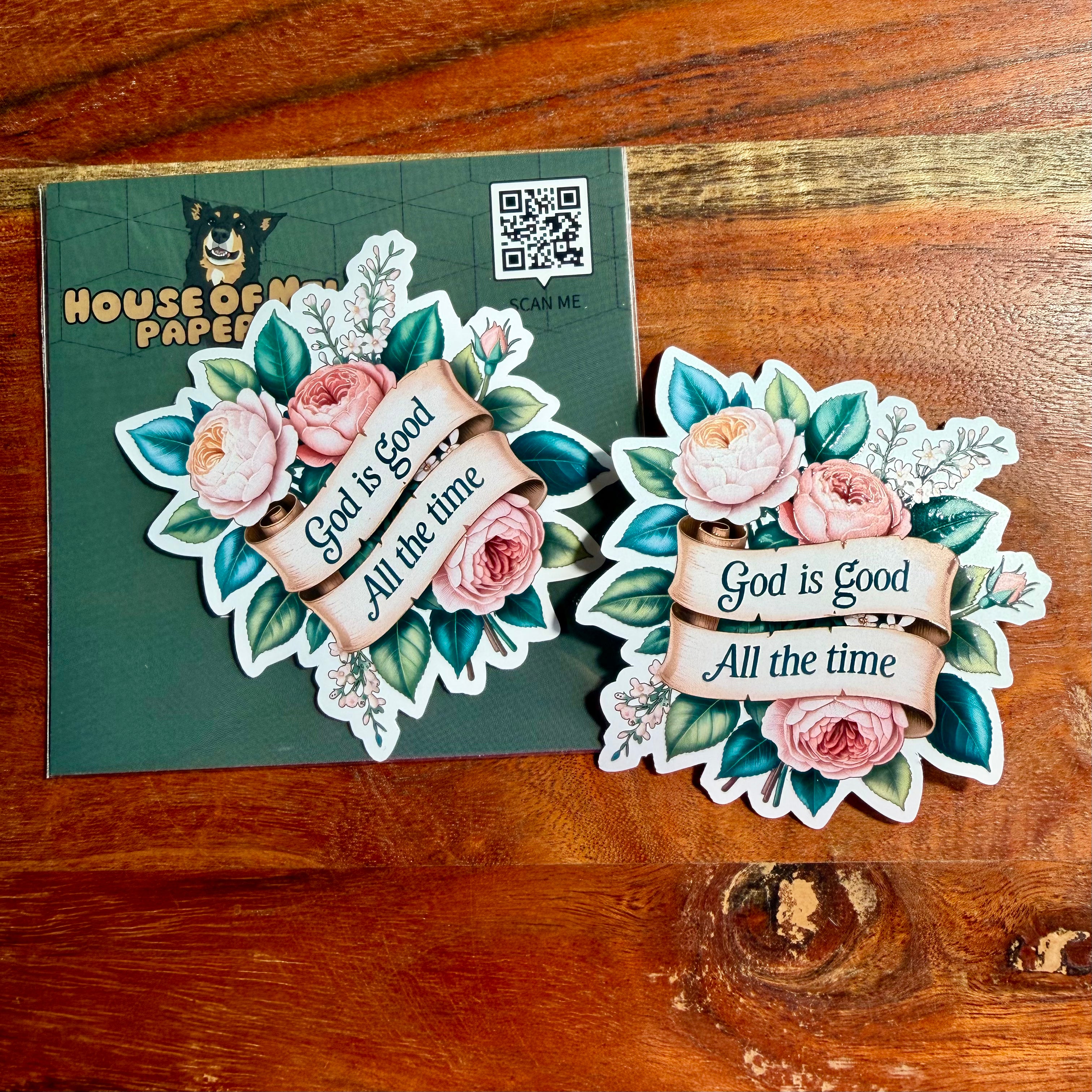 God is Good Floral Sticker – Waterproof Christian Faith Decal