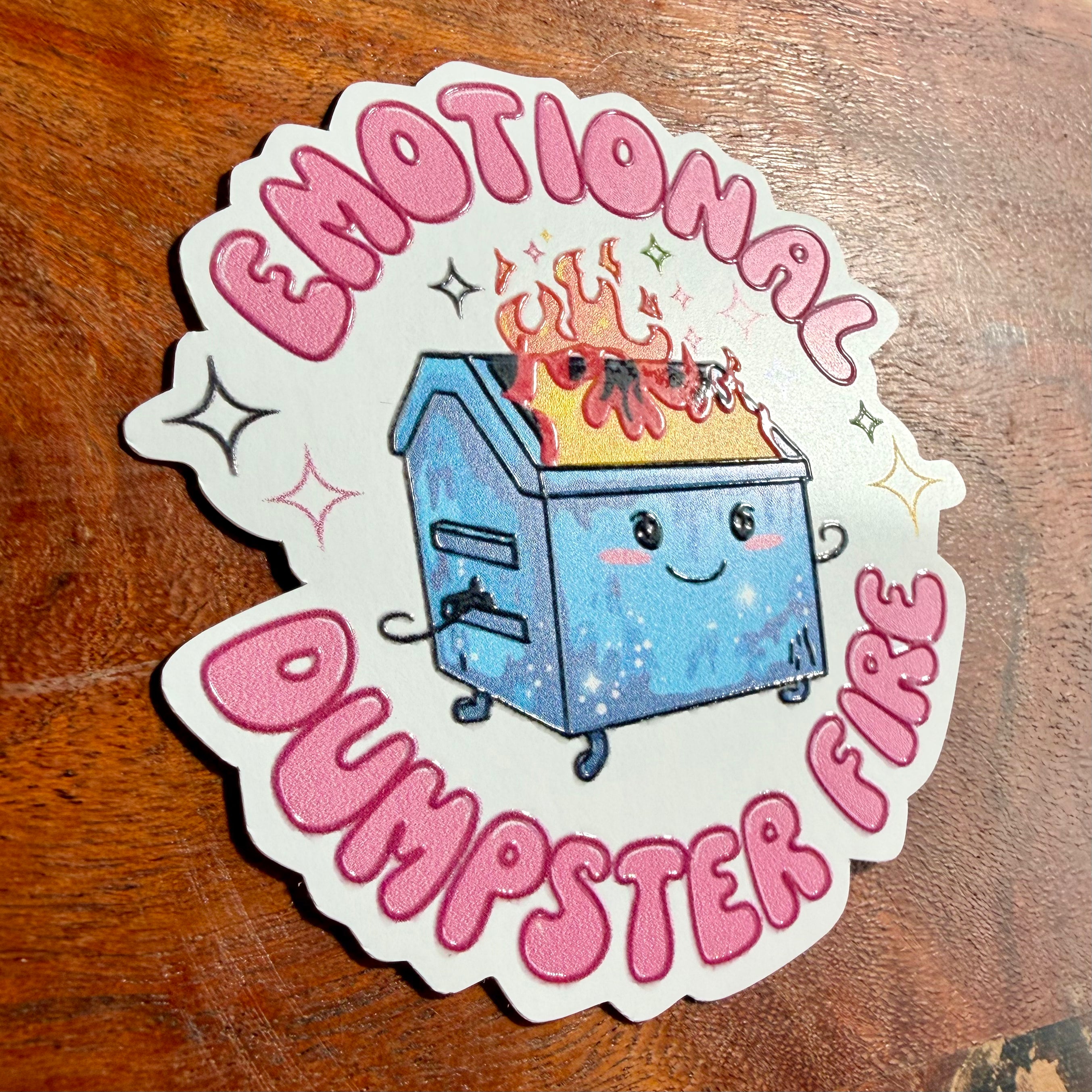 Emotional Dumpster Fire Sticker: Funny Mental Health Decal