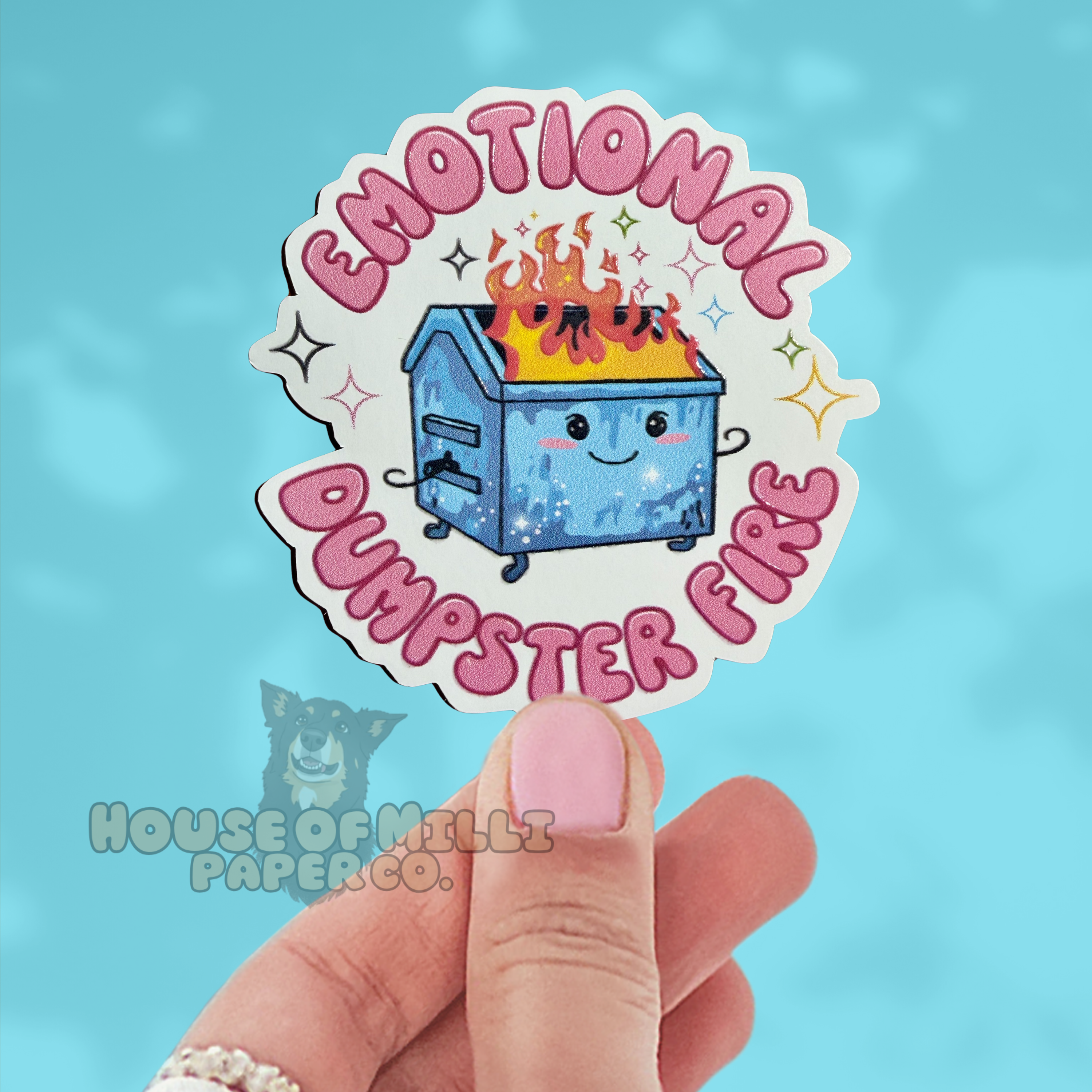 Emotional Dumpster Fire Sticker: Funny Mental Health Decal