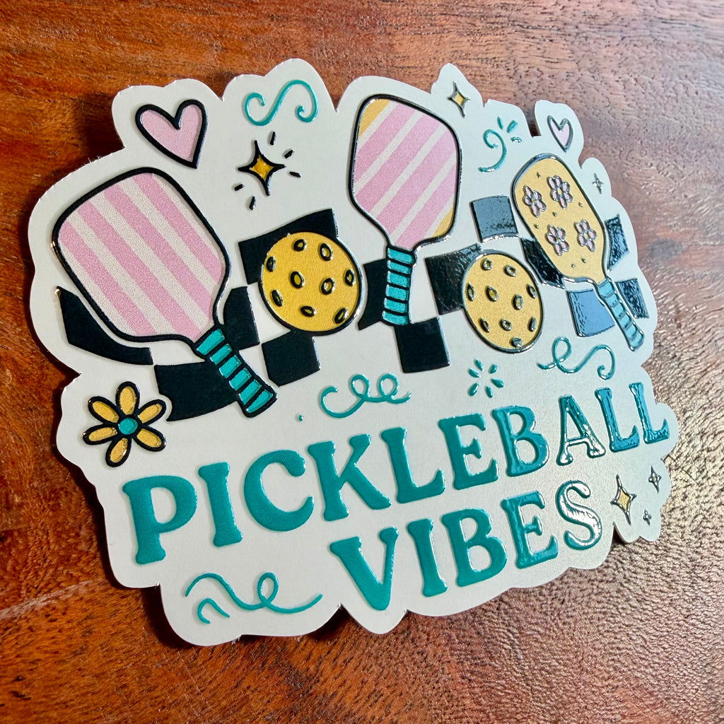 Preppy Pickleball Vibes Sticker- Retro Waterproof Decal