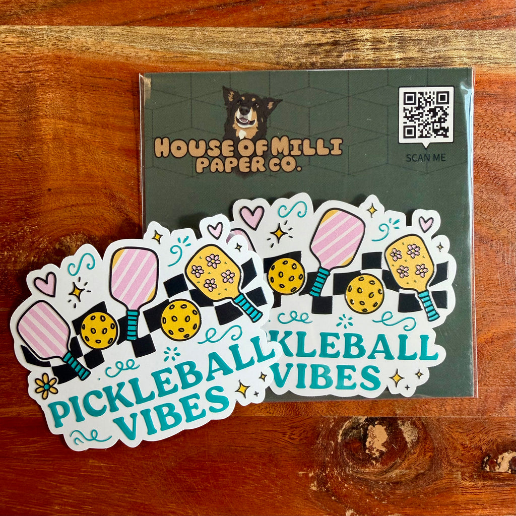 Preppy Pickleball Vibes Sticker- Retro Waterproof Decal