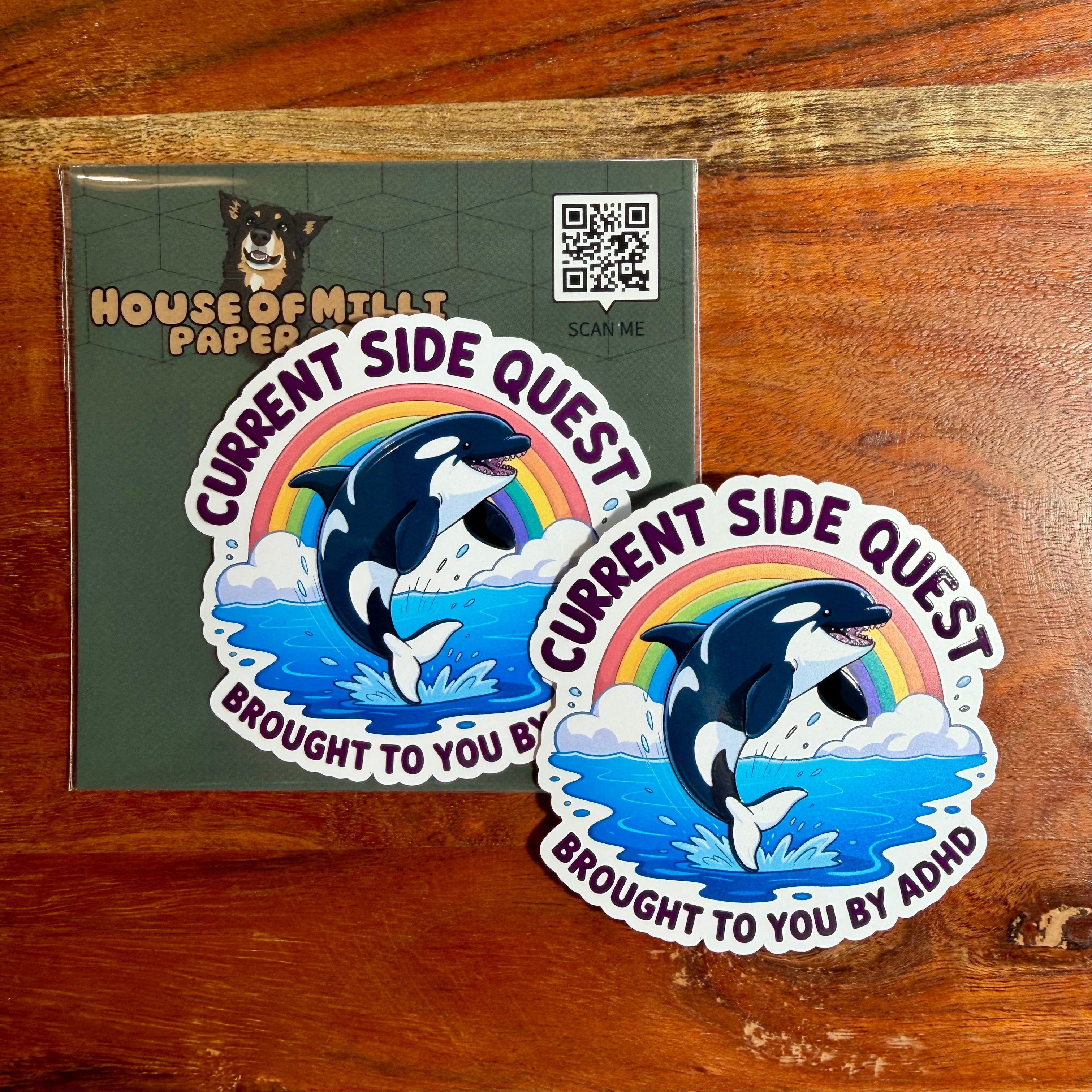 Current Side Quest Brought to You by ADHD: Funny Orca Mental Health Decal