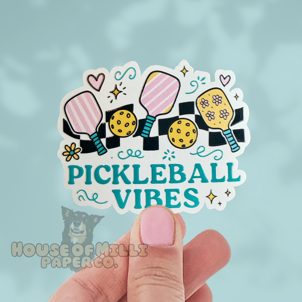 Preppy Pickleball Vibes Sticker- Retro Waterproof Decal