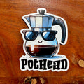Pothead Coffee Pot Sticker : Sarcastic Pot Head Decal