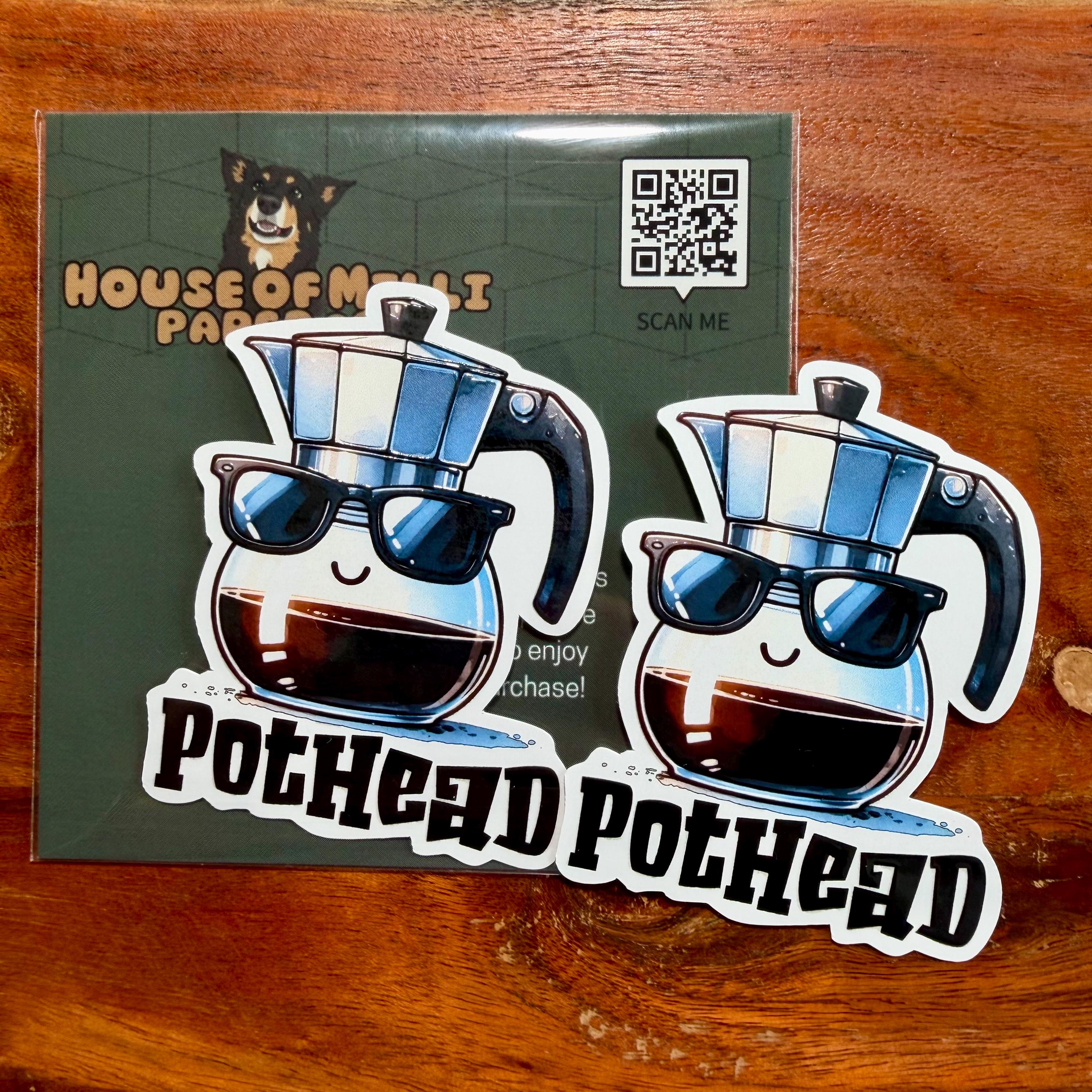Pothead Coffee Pot Sticker : Sarcastic Pot Head Decal