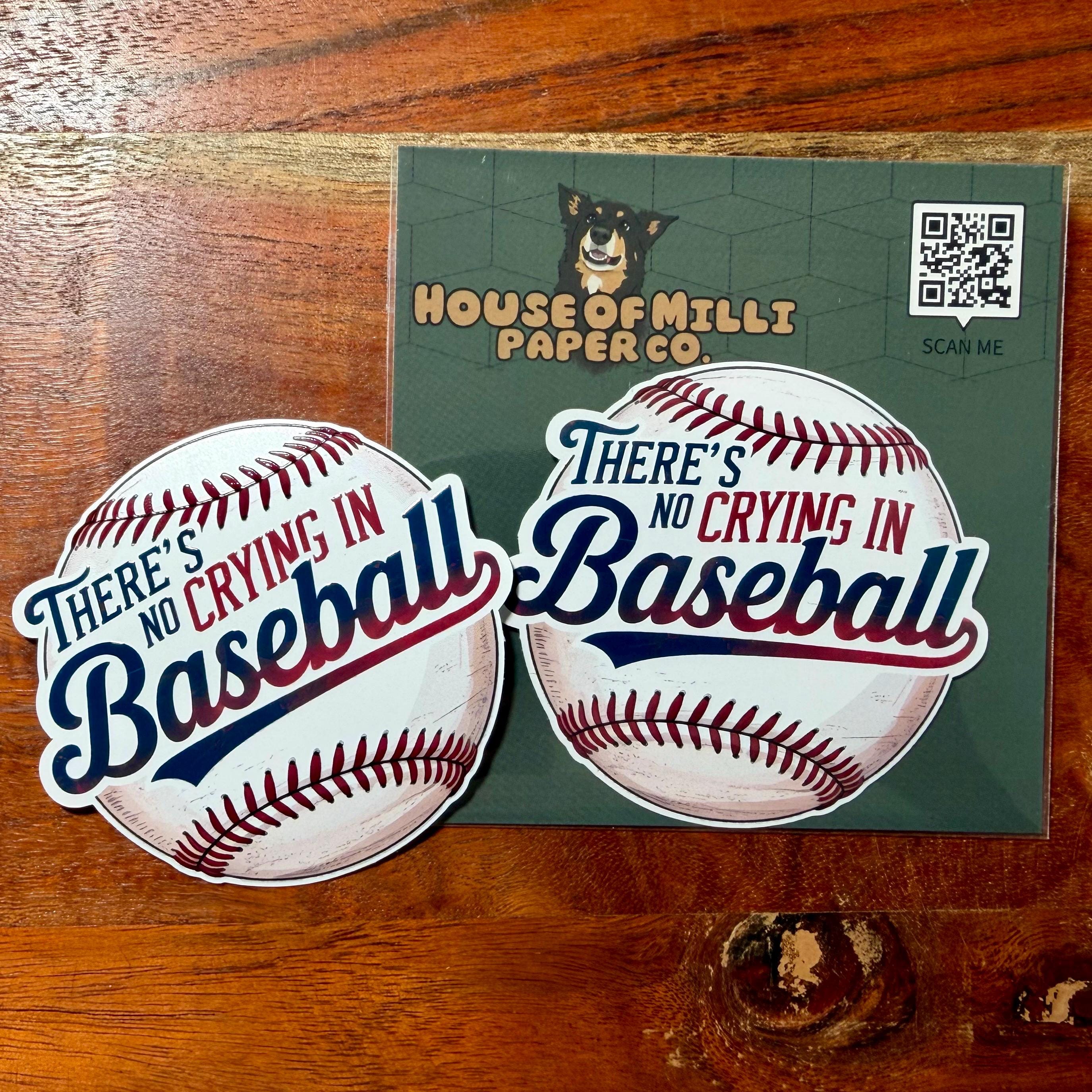 No Crying in Baseball Sticker: Funny Raised Ink Decal for Team