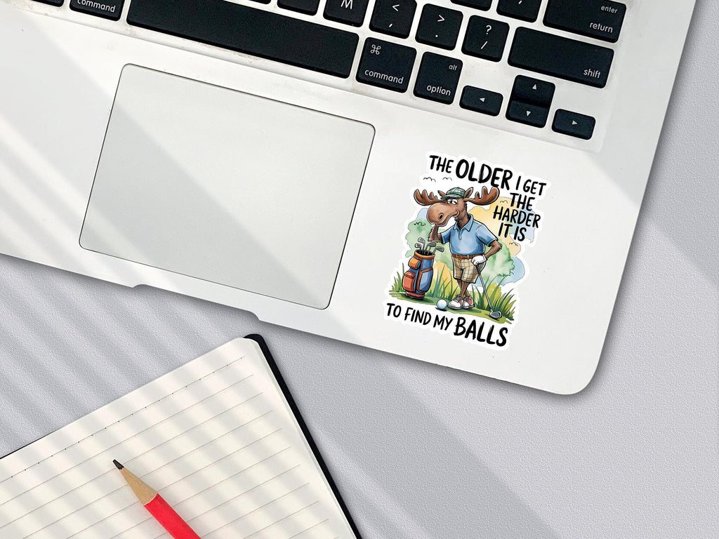 The Older I Get, the Harder to Find My Balls Sticker: Funny Decal for Golfers