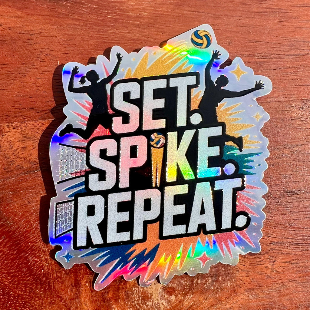 Set Spike Repeat Volleyball Spirit Sticker - Waterproof Decal