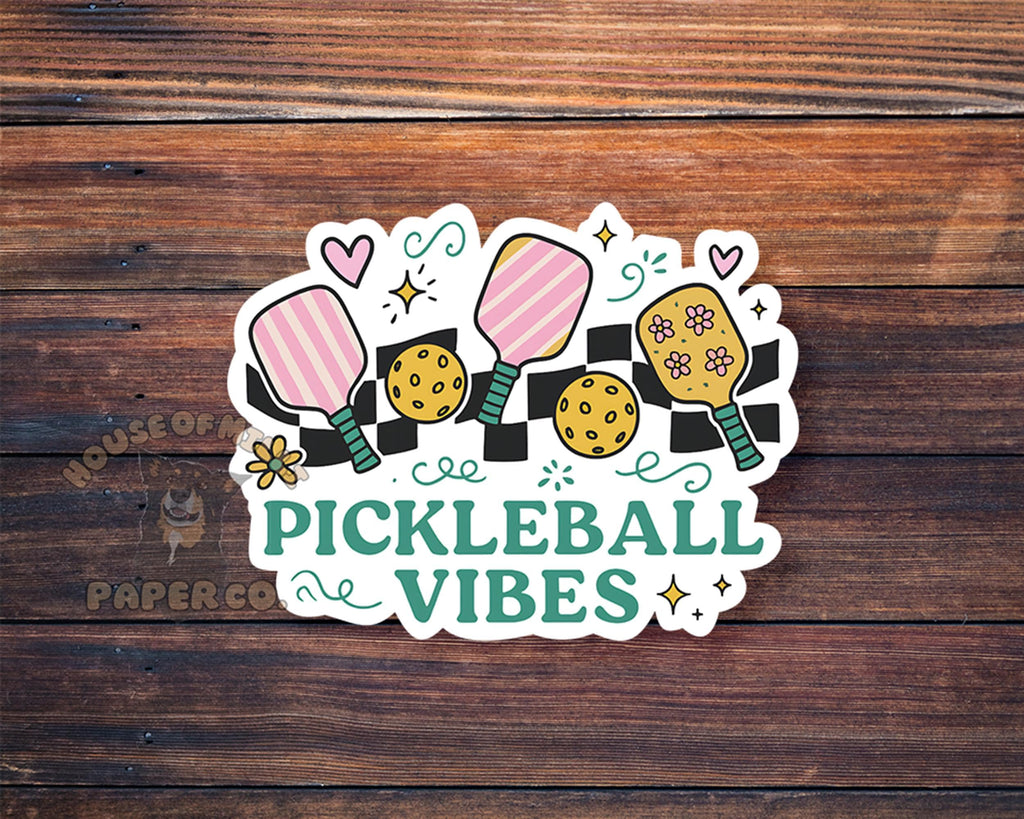 Preppy Pickleball Vibes Sticker- Retro Waterproof Decal
