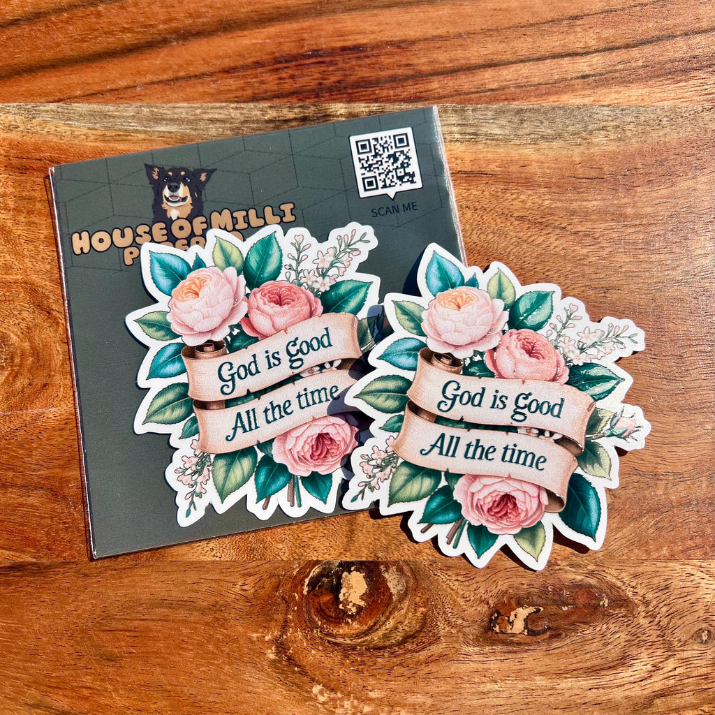 God is Good Floral Sticker – Waterproof Christian Faith Decal