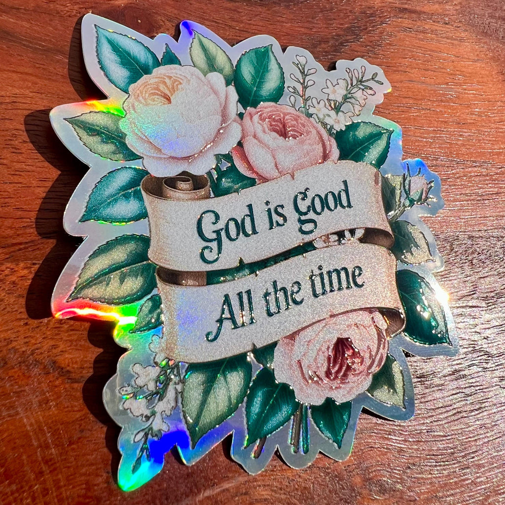 God is Good Floral Sticker – Waterproof Christian Faith Decal