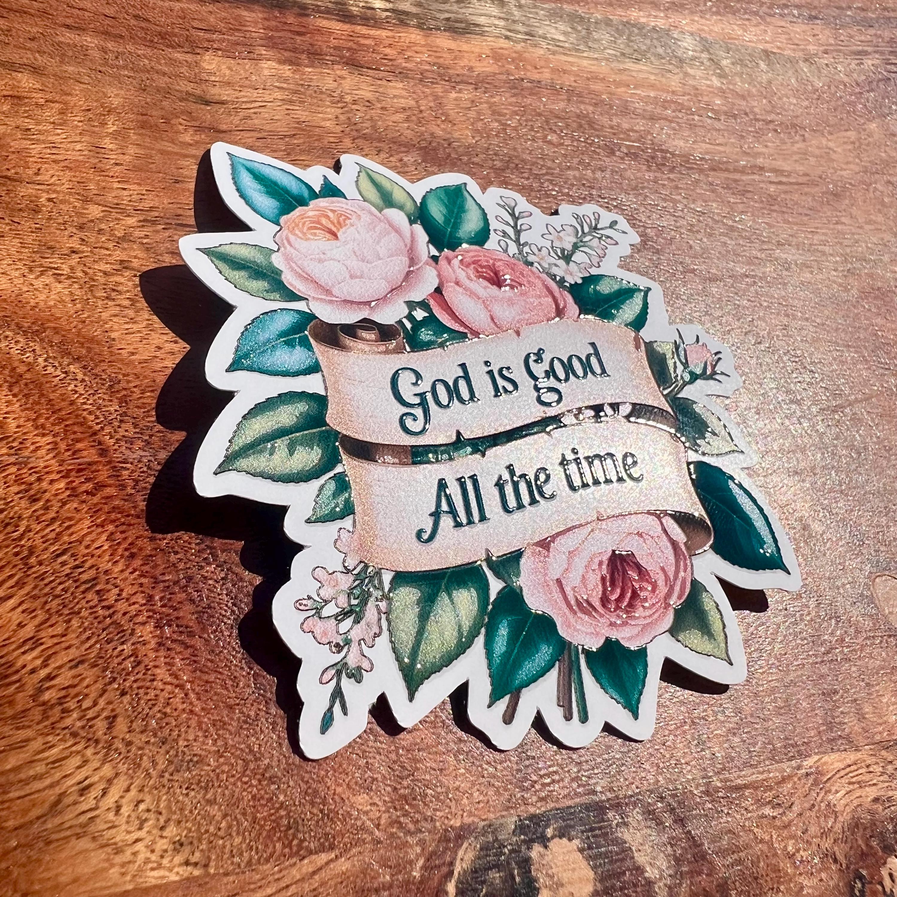 God is Good Floral Sticker – Waterproof Christian Faith Decal