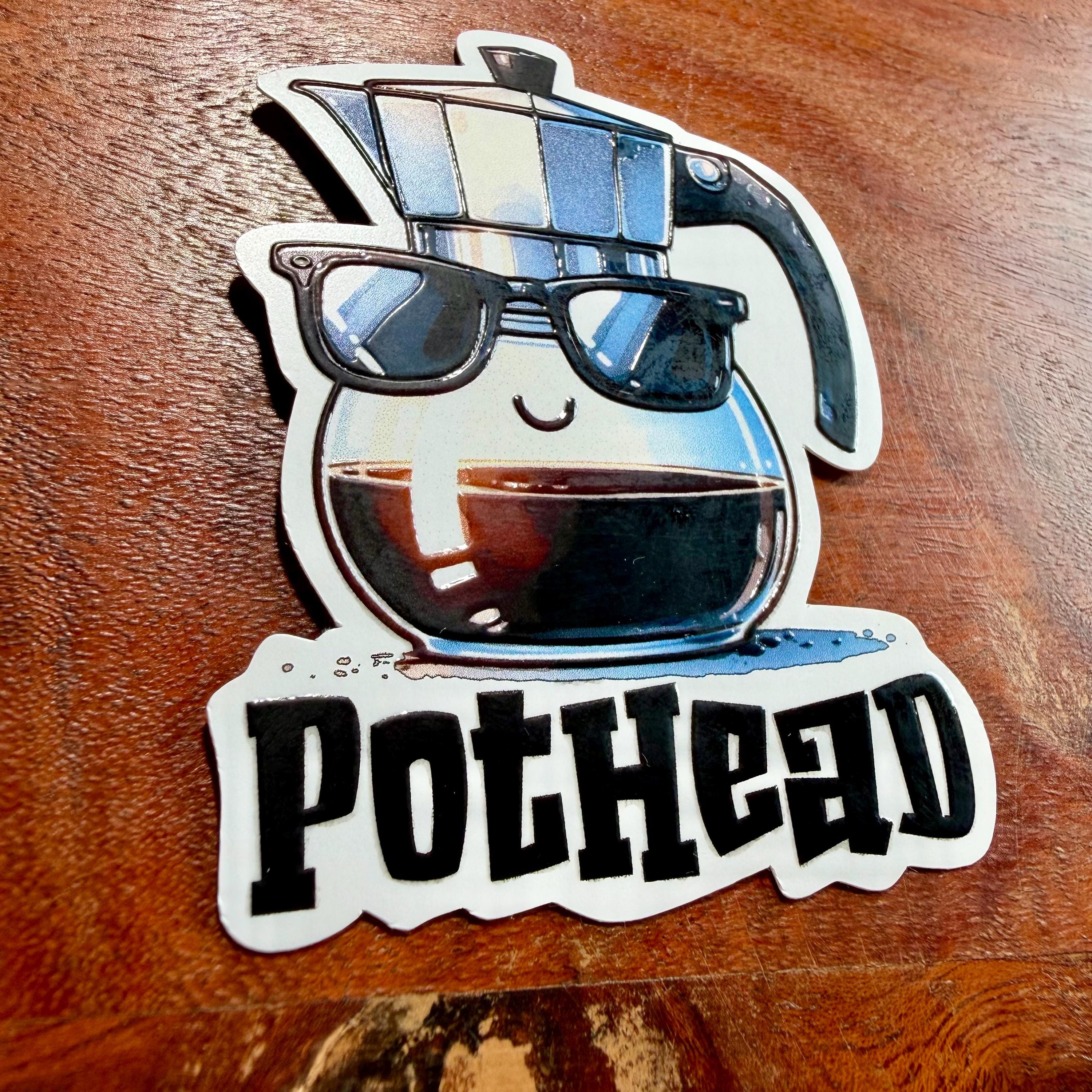 Pothead Coffee Pot Sticker : Sarcastic Pot Head Decal