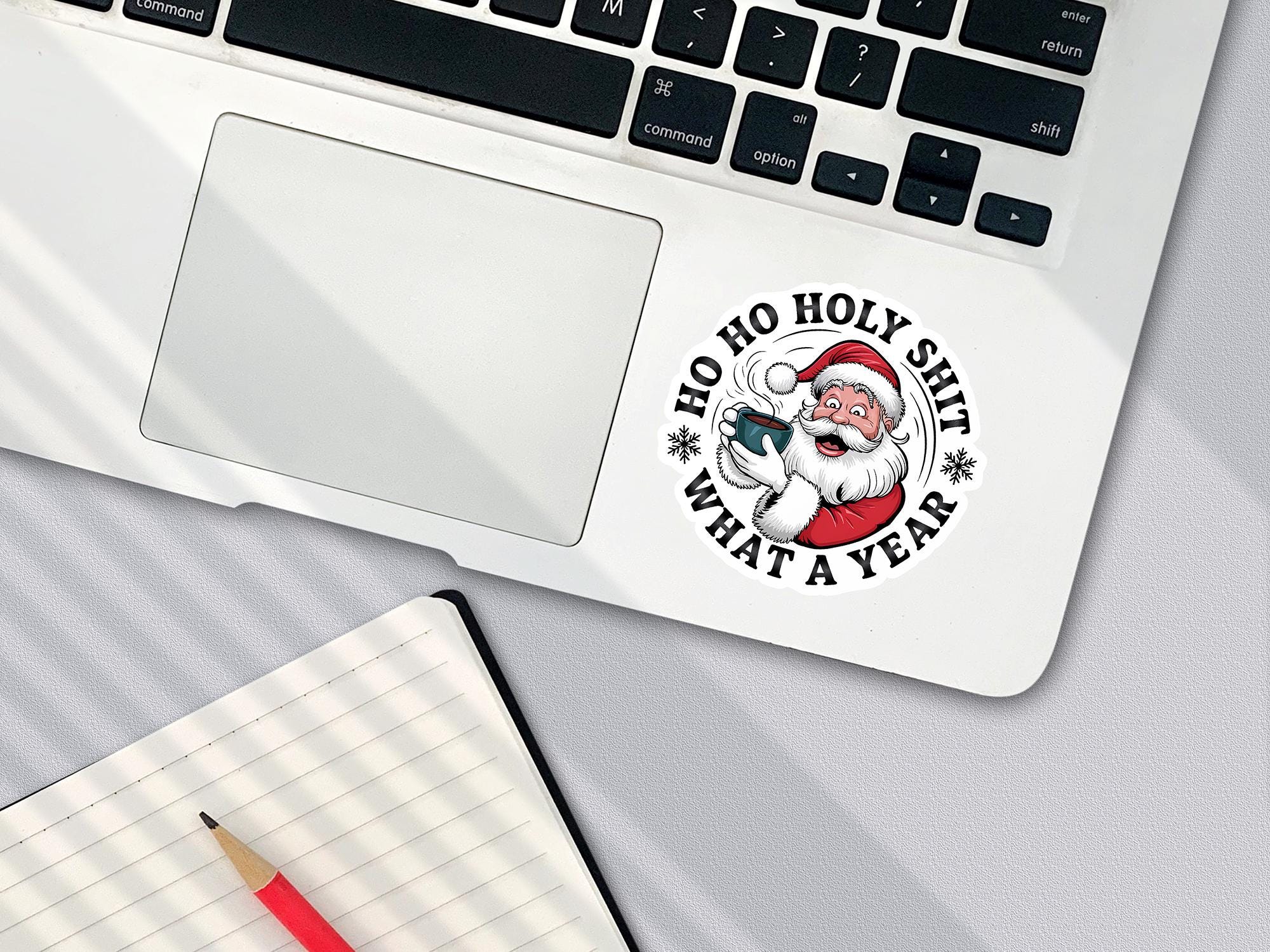 Ho Ho Holy Shit, What a Year Sticker - Funny Santa Claus Christmas Decal