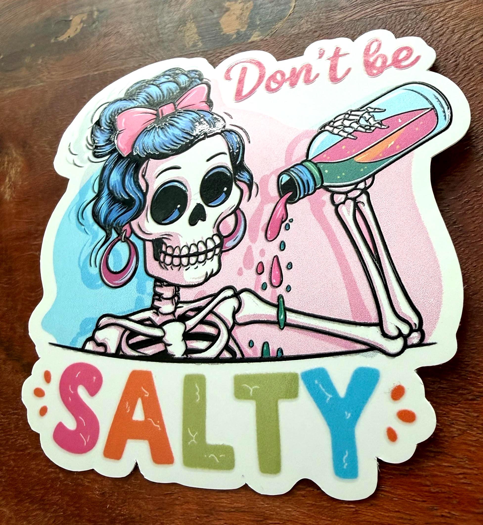 Don’t Be Salty Sticker: Retro Skeleton Decal