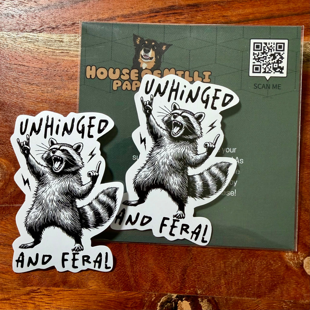 Unhinged and Feral Racoon Sticker