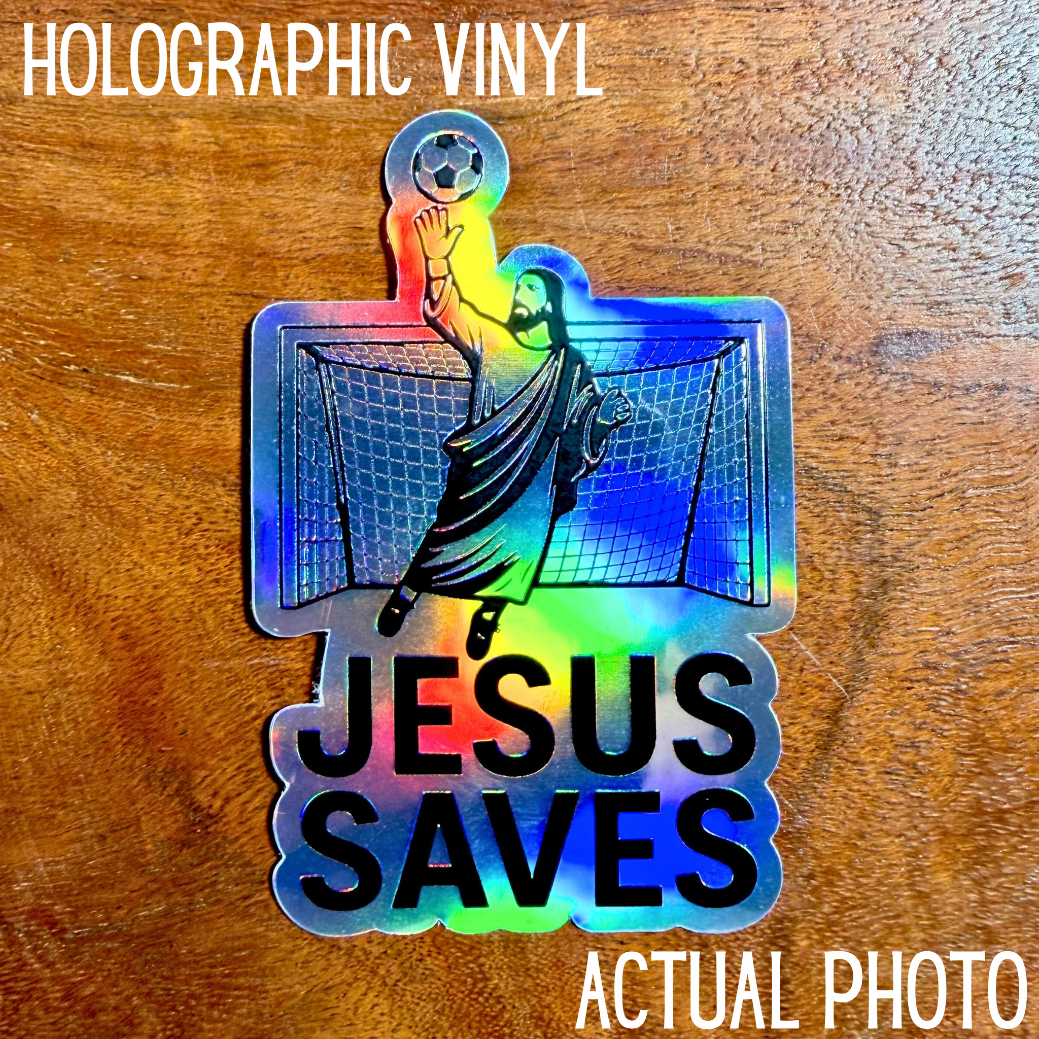 Jesus Saves Sticker - Waterproof Faith Soccer Decal