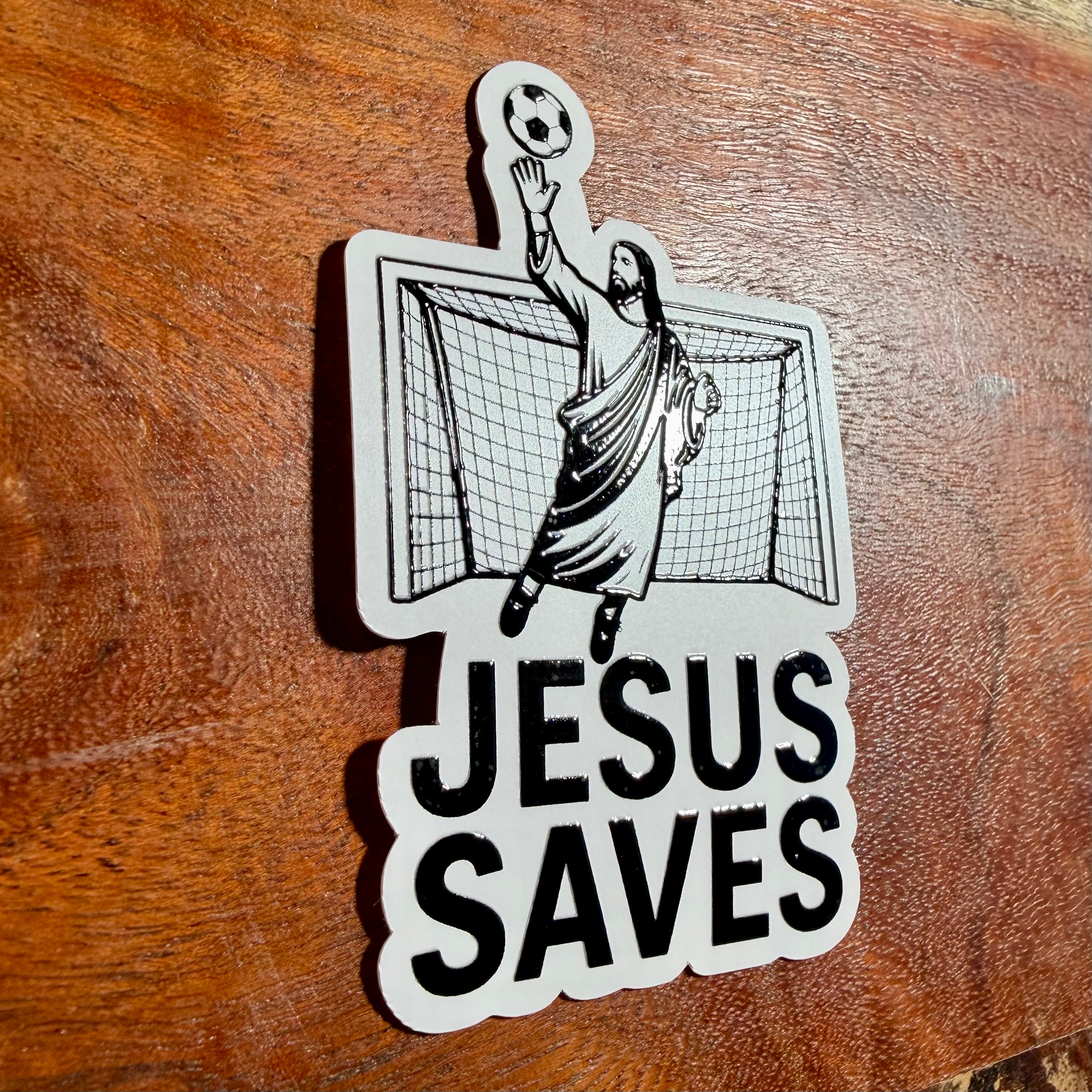 Jesus Saves Sticker - Waterproof Faith Soccer Decal