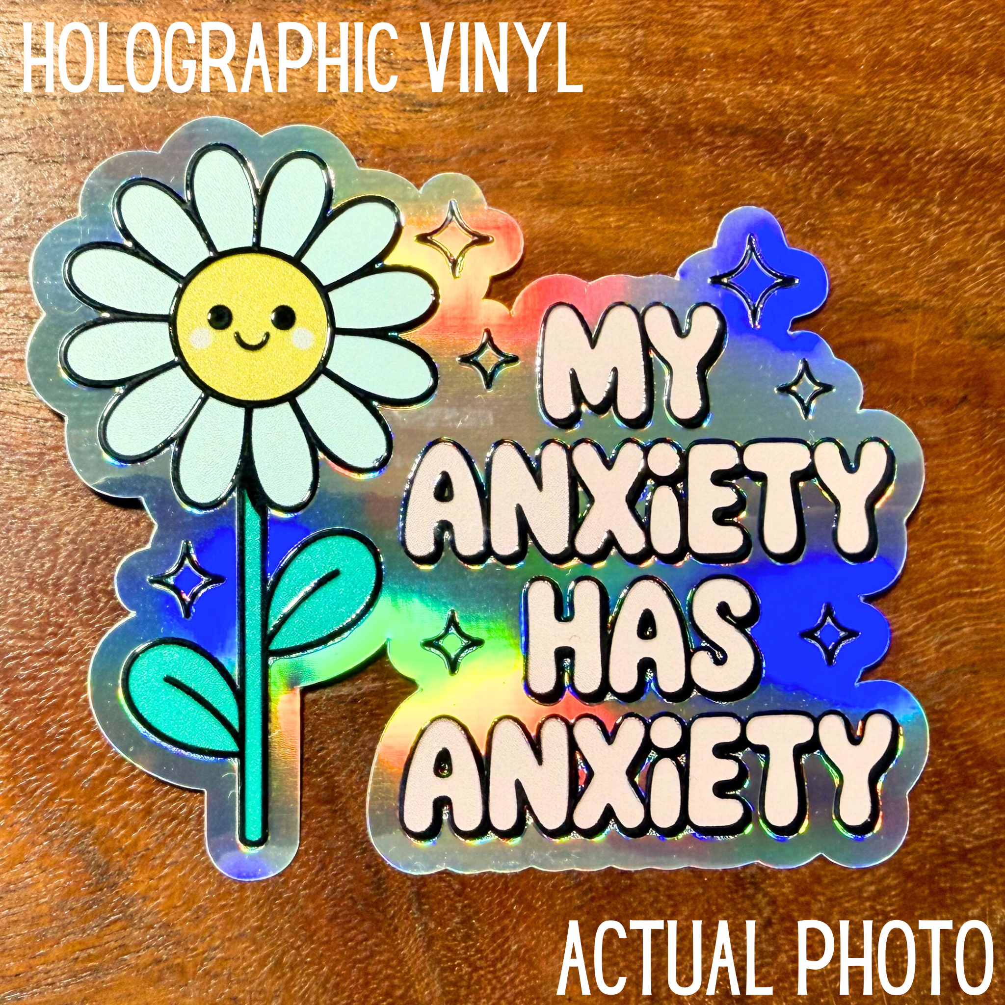 My Anxiety Has Anxiety Daisy Sticker: Mental Health Waterproof Vinyl Decal