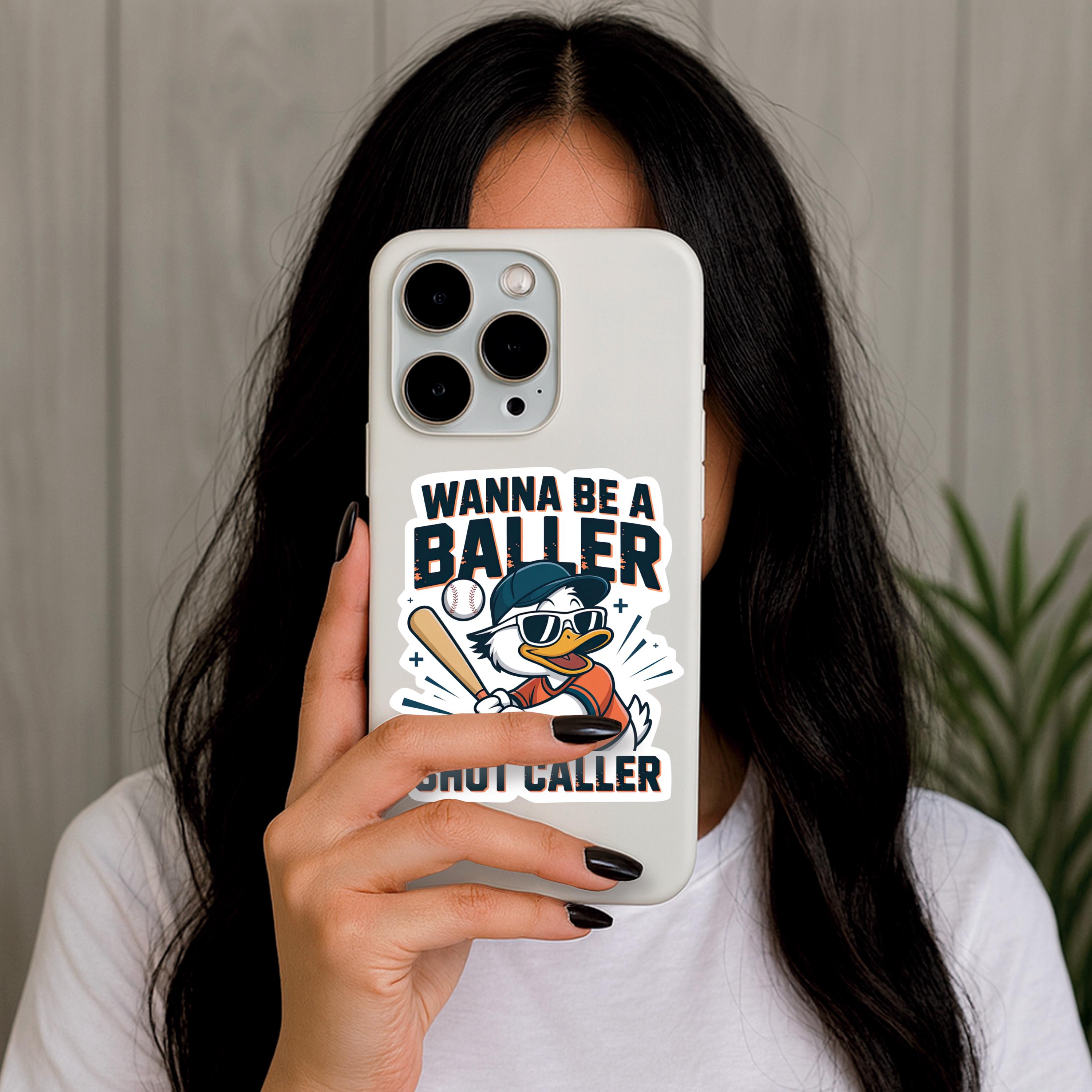 Wanna Be a Baller Baseball Sticker- Shot Caller Helmet Decal