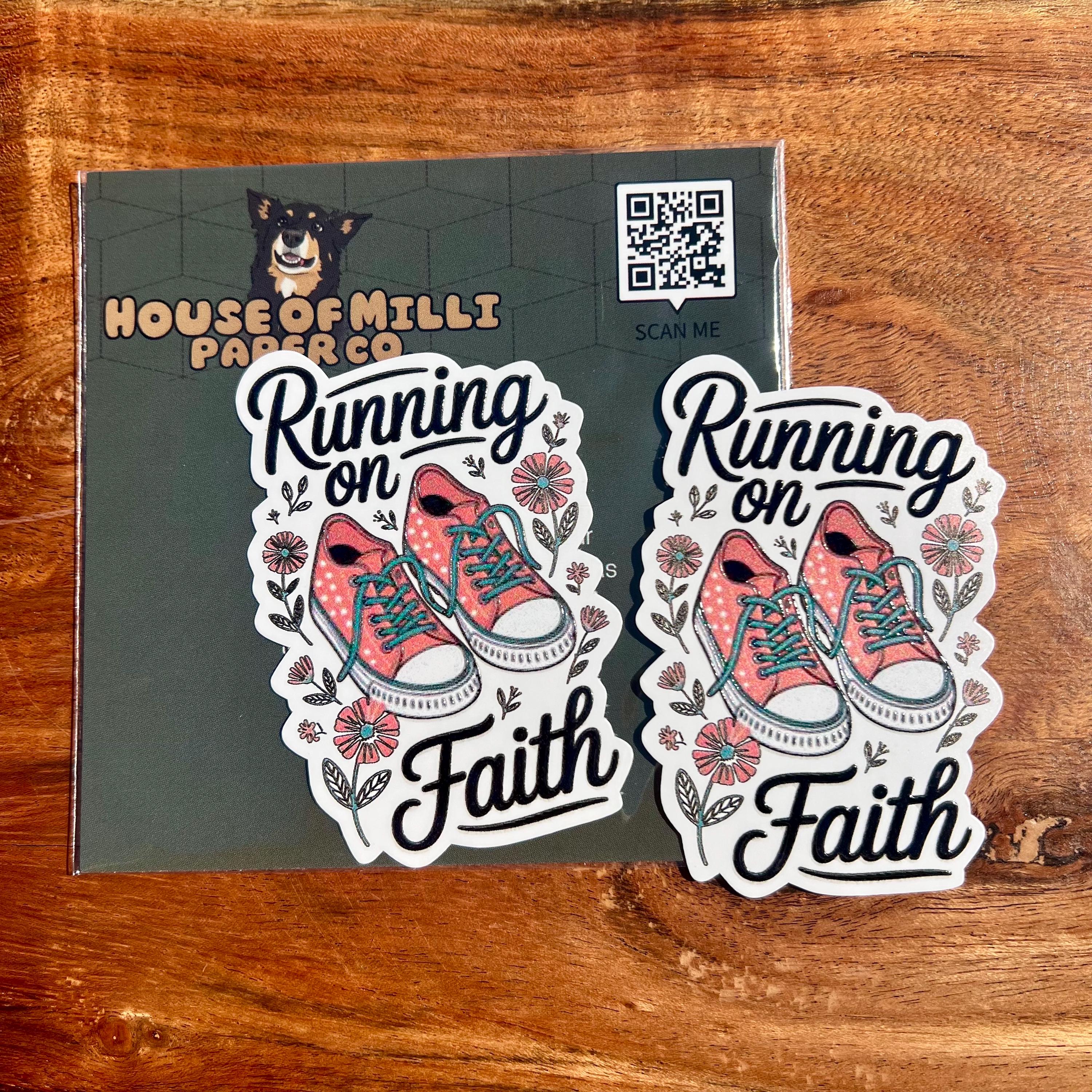Running on Faith Sticker - Faith Bible Decal