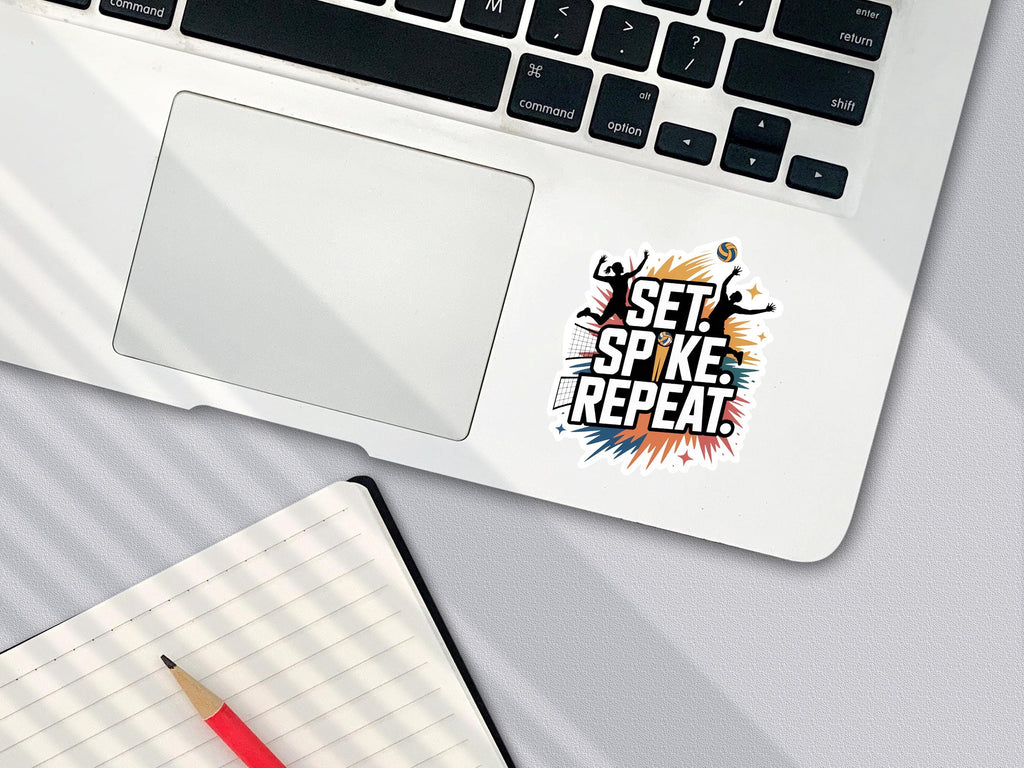 Set Spike Repeat Volleyball Spirit Sticker - Waterproof Decal