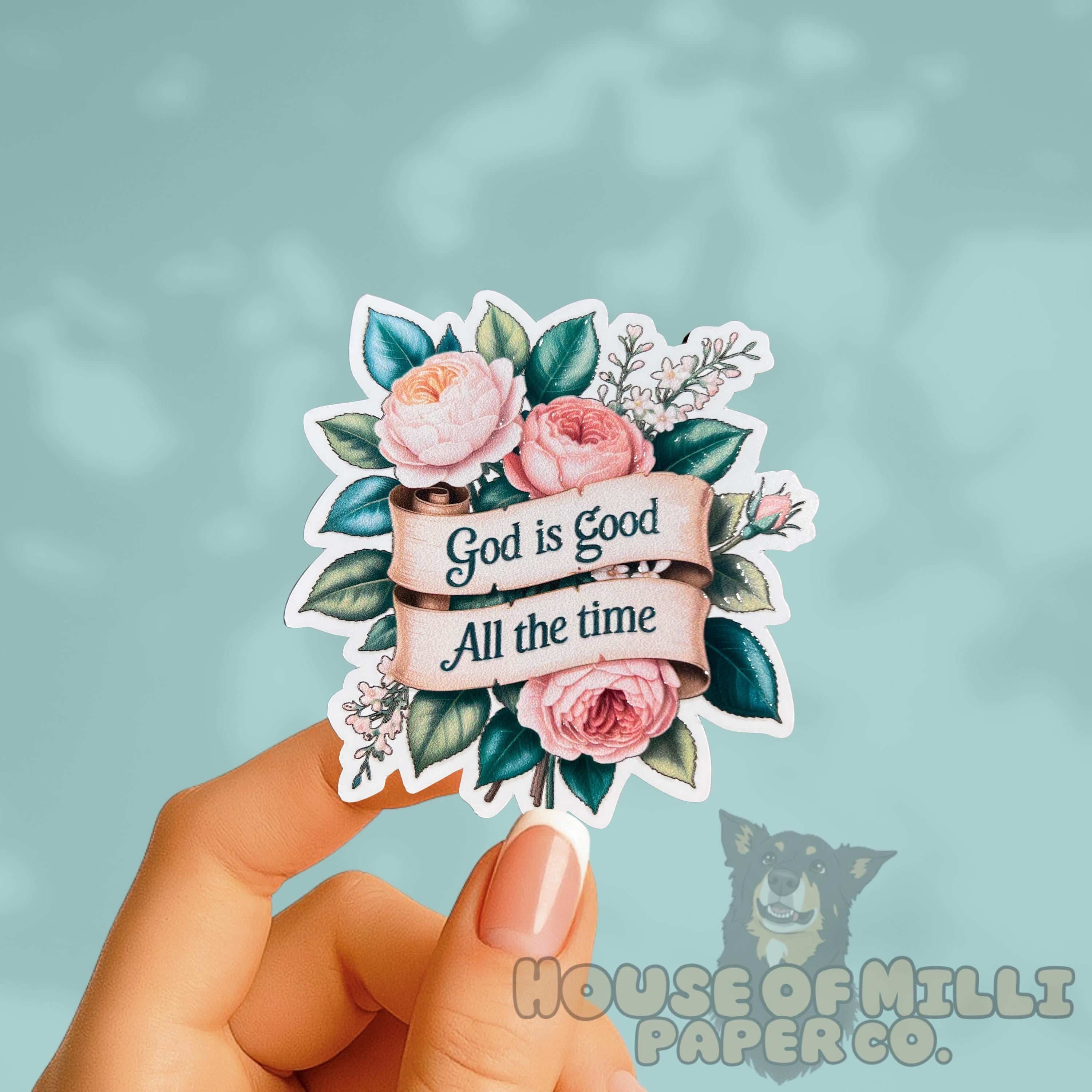 God is Good Floral Sticker – Waterproof Christian Faith Decal