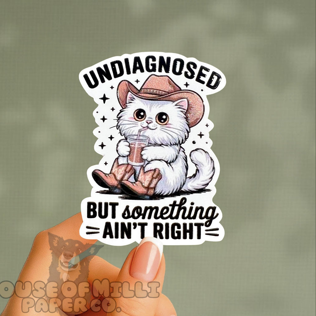 Something Ain't Right - Funny Cat Mental Health Sticker