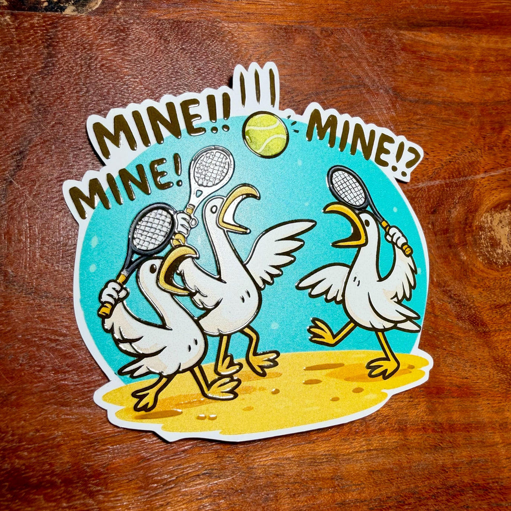 Funny Tennis Sticker - Raised Ink, Mine Bird Gift for Players or Team - Waterproof with Spot Gloss Decal for Water Bottle Planner Ball