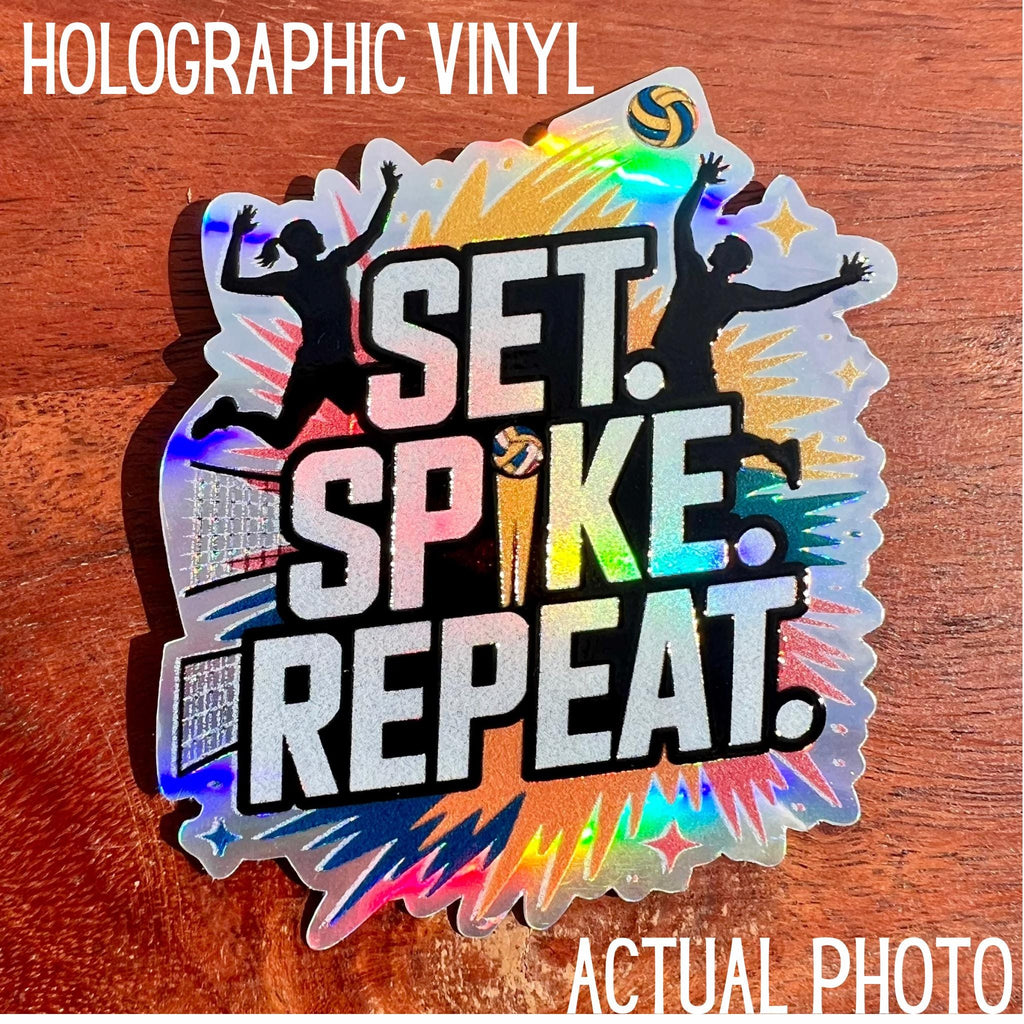 Set Spike Repeat Volleyball Spirit Sticker - Waterproof Decal