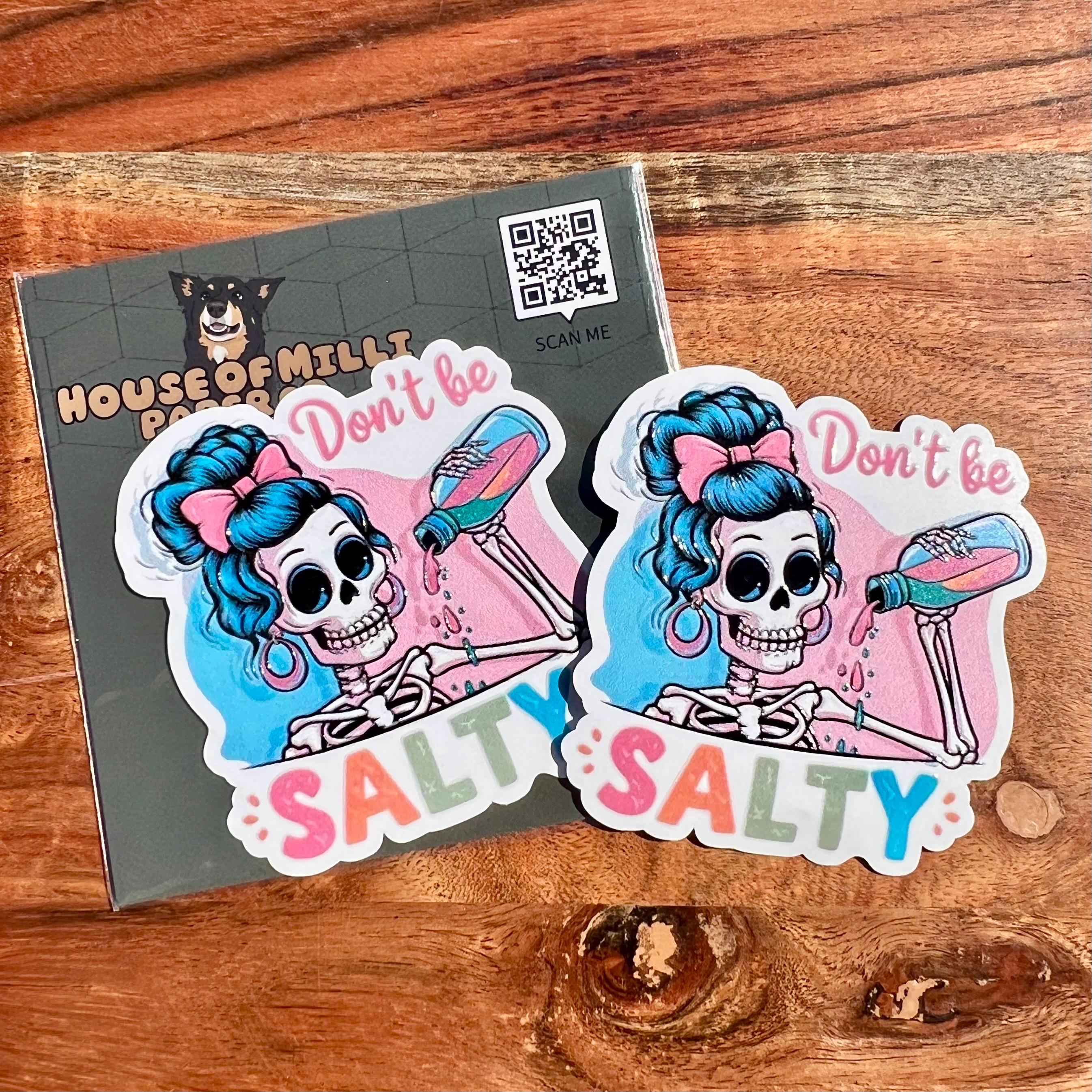 Don’t Be Salty Sticker: Retro Skeleton Decal