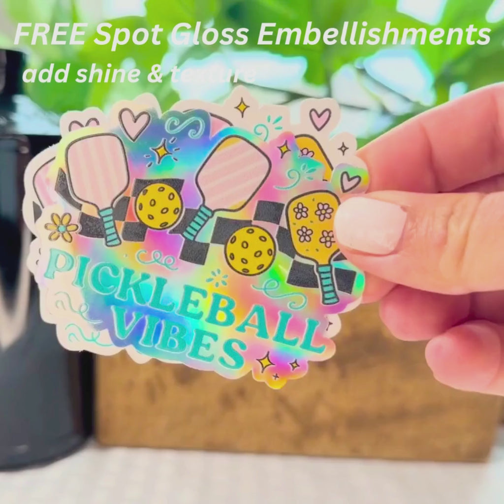 Preppy Pickleball Vibes Sticker- Retro Waterproof Decal