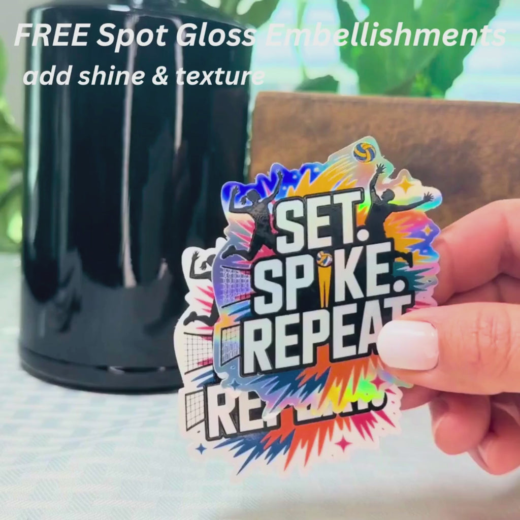 Set Spike Repeat Volleyball Spirit Sticker - Waterproof Decal