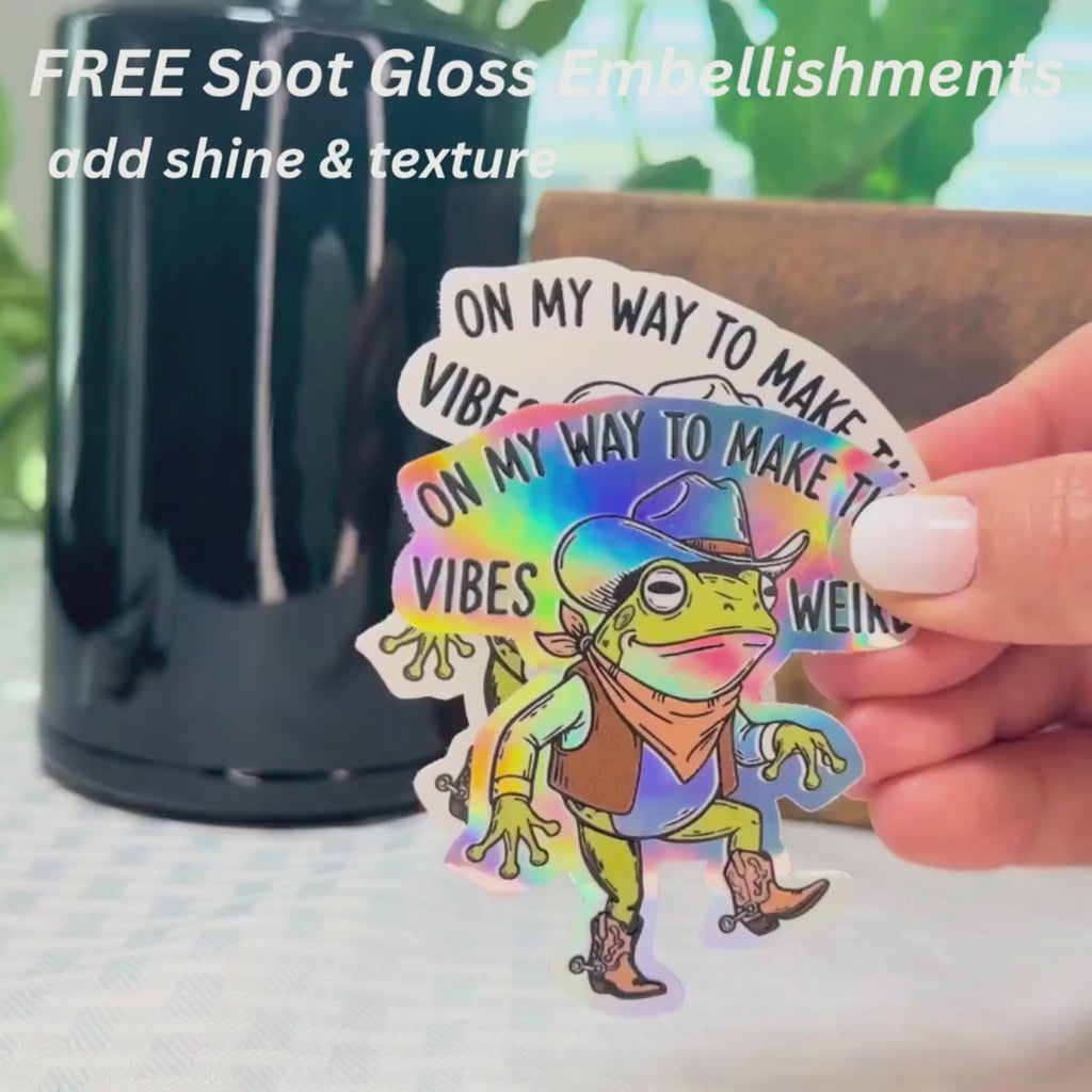 On My Way to Make Vibes Weird Sticker - Funny Cowboy Frog Decal
