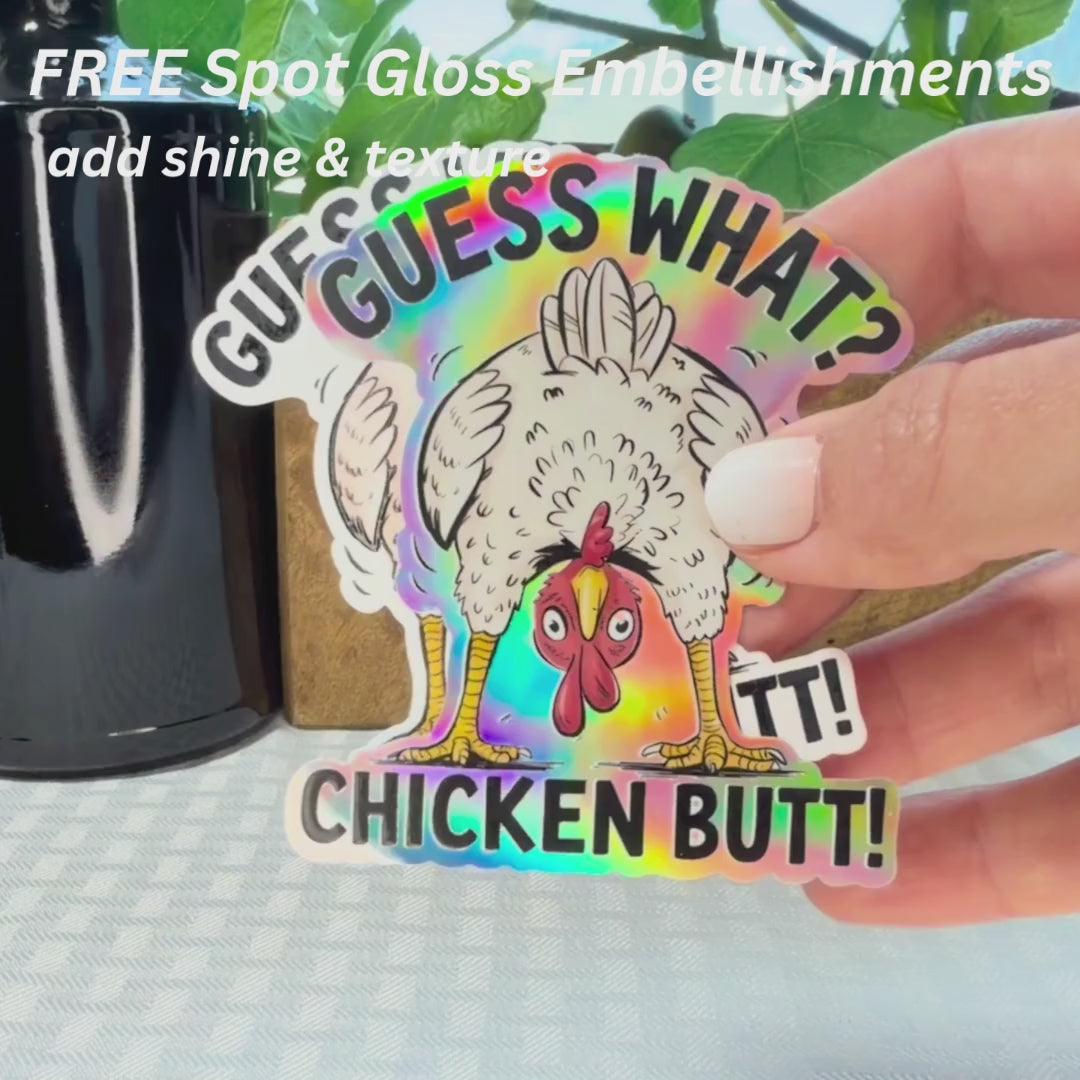 Guess What, Chicken Butt Joke Sticker: Funny Farm Decal